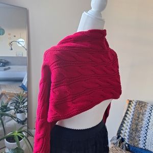 Lands End Red Cable Knit Scarf